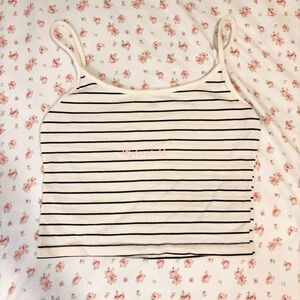 Brandy Melville Black and White Striped Top